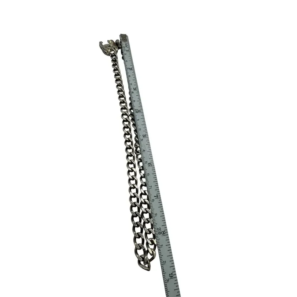CHANEL Vintage 1996 Silver-Tone CC Turn Lock Chain Necklace